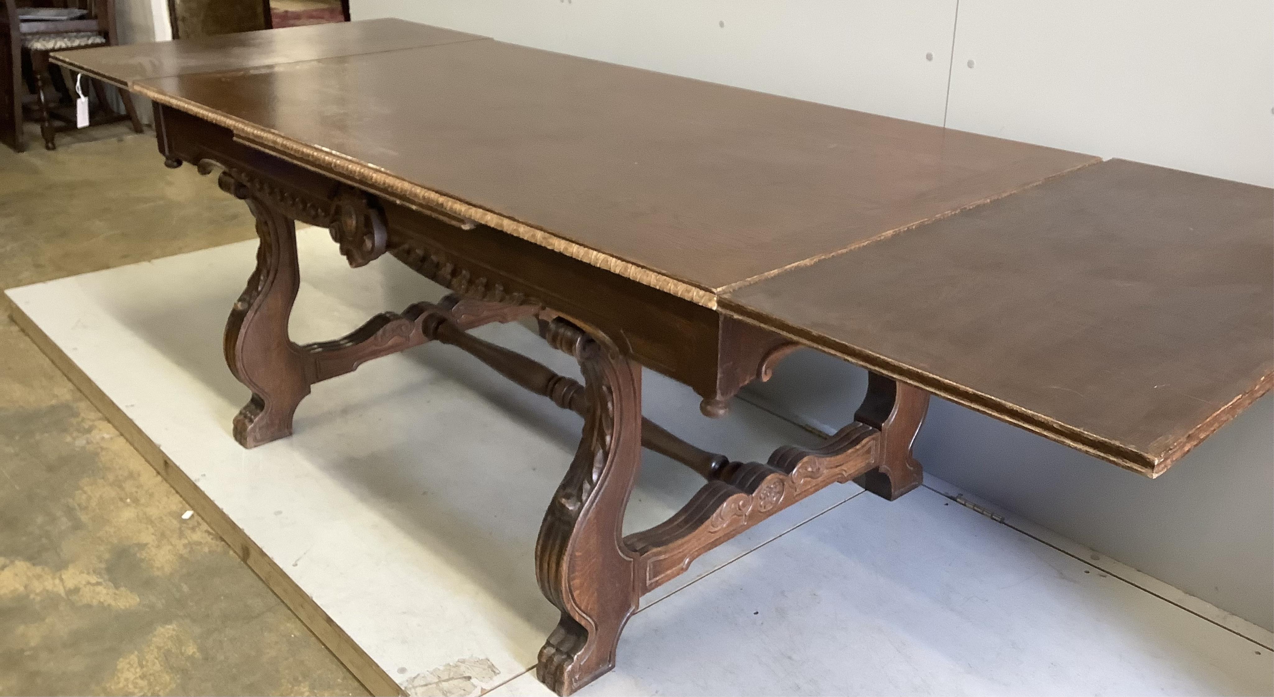 A Spanish style rectangular carved oak refectory table, width 180cm, depth 100cm, height 78cm